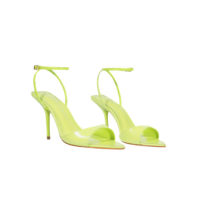 Sandália Salto Elodie Buckle Verniz Couro Verde