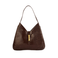 Bolsa feminina M shoulder croco - Marrom Escuro