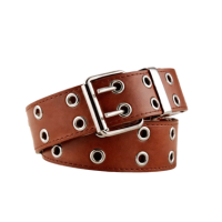 Cinto Unissex Preto Com Duplo Ilhós Estilo Punk Rock