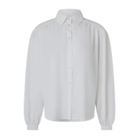 Camisa em Crepe com Franzidos no Ombro e Manga Bufante Branco