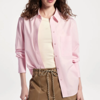 Camisa Feminina Manga Longa Em Algodão - Rosa