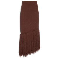 Saia Midi Com Franjas Em Tricot Marrom \'2Essential