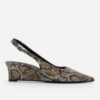 Sapato Slingback em PU com Salto Anabela Marrom