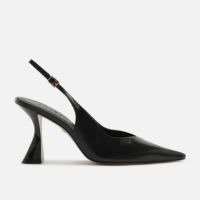 Scarpin Preto Couro Salto Alto Bico Fino