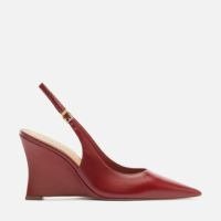 Scarpin Vermelho Couro Salto Alto Anabela Slingback