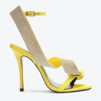 Sandália Cetim Kirsten Salto Alto Fino Amarela