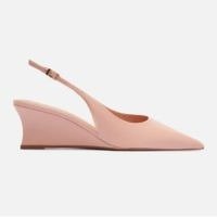 Scarpin Rosa Soft Couro Salto Baixo Anabela Slingback