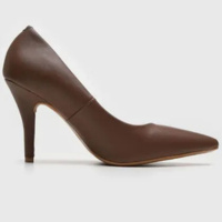 Scarpin Vizzano Salto Alto Bico Fino Fosco - Marrom