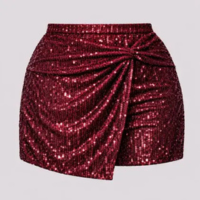 Short Saia de Paete Brilhante Plus Size G1 ao G8 Cos Alto Luxo Elegante Fes