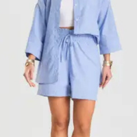 Shorts Feminino Listrado Dianna Azul