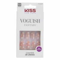 Unhas Postiças Kiss NY Voguish Fantasy - In The Stars Nude e Branco