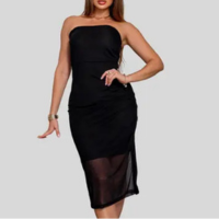 Vestido de Tule com Fenda Lateral e Zíper - Mayara Manzano