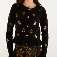 Cardigan Tricot Bordado Selva Da Noite