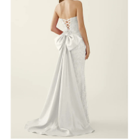 Amaryllis Branco Vestido de baile sereia com espartilho bordado e fechament