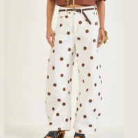 Calça Sarja Barril Estampada