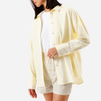 camisa feminina com linho manga longa amarela