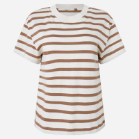 Camiseta Slim em Algodão com Listras Marrom/Branco
