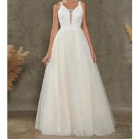 Vestido de noiva evasê feminino para noiva aplique de renda vestido de noiv