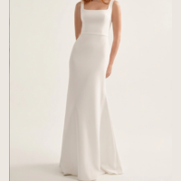 Vestido de noiva Minimalista Longo decote quadrado sereia evase