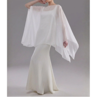 Vestido de noiva Minimalista Longo decote quadrado sereia evase com capa