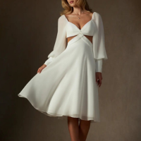 Vestido Diamante Branco de Chiffon de Linha A com Plissado