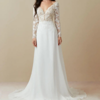 Vestido Diamante Branco Nu de Chiffon de Linha A com Lantejoulas