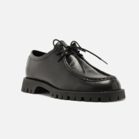 Mocassim Preto Couro Tratorado Amarração Siena