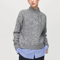 Suéter Feminino Mango Tricô Cinza