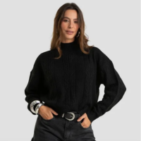 Suéter Feminino Em Tricot Gola Alta Dianna Preto
