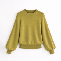 Blusa Tricot Textura Manga Verde