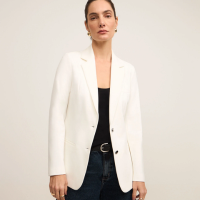 Blazer Slim Alongado em Ponto Roma com Bolsos Embutidos Branco