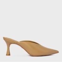 Mule Neutral Salto Fino Couro Bege Almond