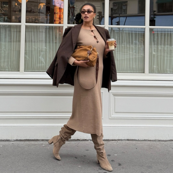 Vestido midi com bota: o truque de styling que deixa qualquer look mais interessante